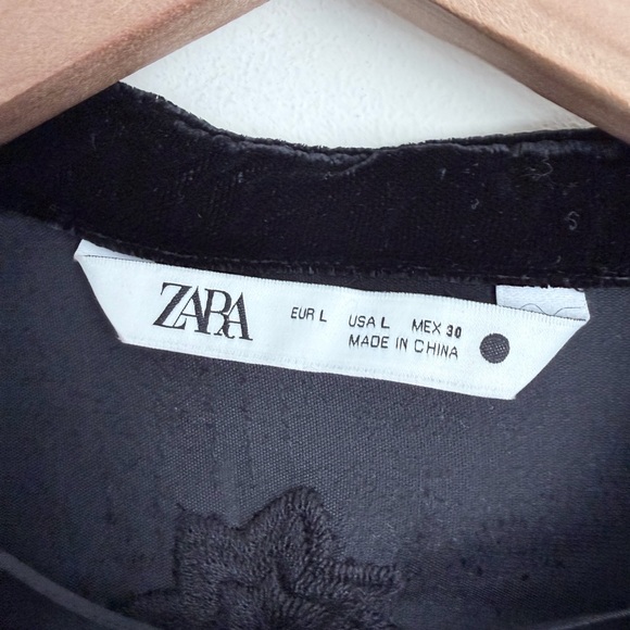 ZARA Black Velvet Stunning Kimono Embroidered Jacket Coat blogger favorite L - Picture 4 of 7